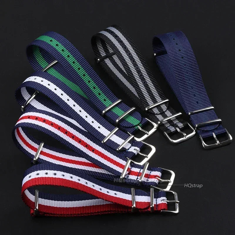 16mm 18mm 20mm 22mm bracelet de sport militaire en Nylon tissu en Nylon accessoires de ceinture bandes de boucle de ceinture bracelet de montre noir pour Omega pour Seiko