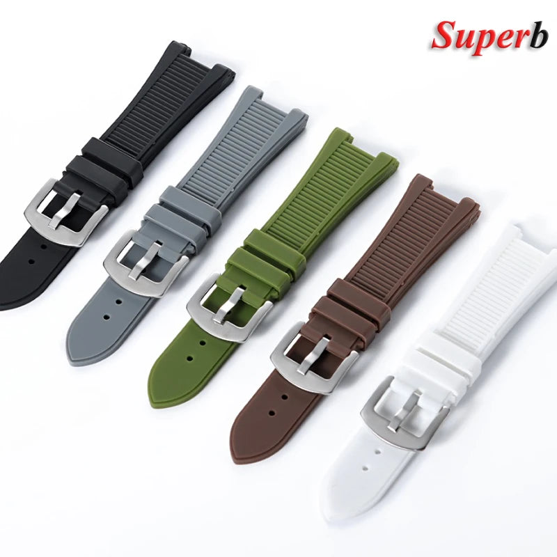 25x13mm Waterproof Silicone Strap for Patek Philippe Nautilus Series 5711 5726 5712, Rubber Watch Band, Concave Interface