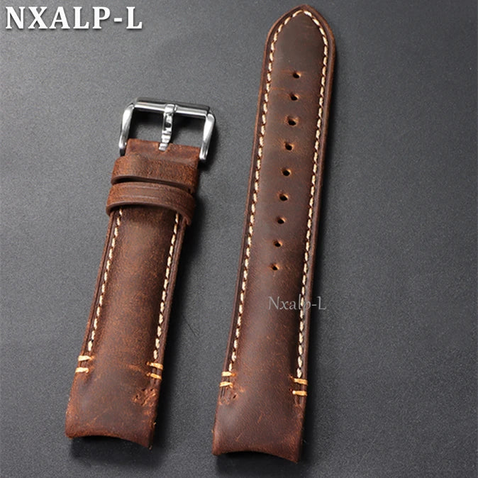Bracelet de montre en cuir de vachette huilé à extrémités courbes, 20 mm 22 mm, sangles de haute qualité faites à la main pour Omega pour Rolex