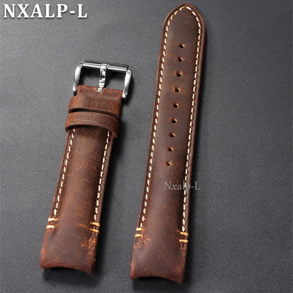 Bracelet de montre en cuir de vachette huilé à extrémités courbes, 20 mm 22 mm, sangles de haute qualité faites à la main pour Omega pour Rolex