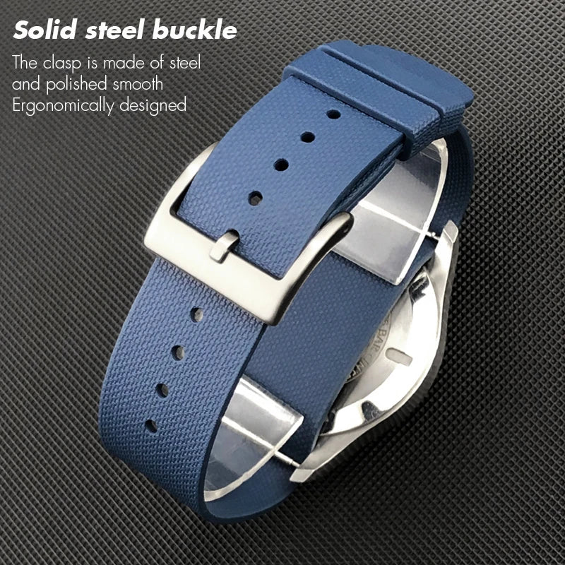 Bracelet de montre en caoutchouc fluoré souple FKM, 19mm 20mm, pour Omega Seamaster IWC Pilot Tudor Black Bay marron vert bleu gris