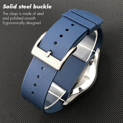 Bracelet de montre en caoutchouc fluoré souple FKM, 19mm 20mm, pour Omega Seamaster IWC Pilot Tudor Black Bay marron vert bleu gris