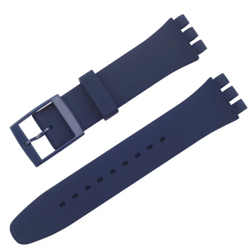 Bracelet en caoutchouc étanche pour Swatch, boucle ardillon en métal, Bracelet de montre en Silicone 16/17/19/20mm, ceinture de remplacement pour hommes et femmes