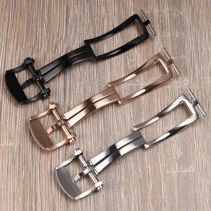 Fermoir de montre déployant en acier inoxydable massif argenté, noir et or rose, 22, 18, 20 mm, pour Breitling, accessoire boucle pliante en métal