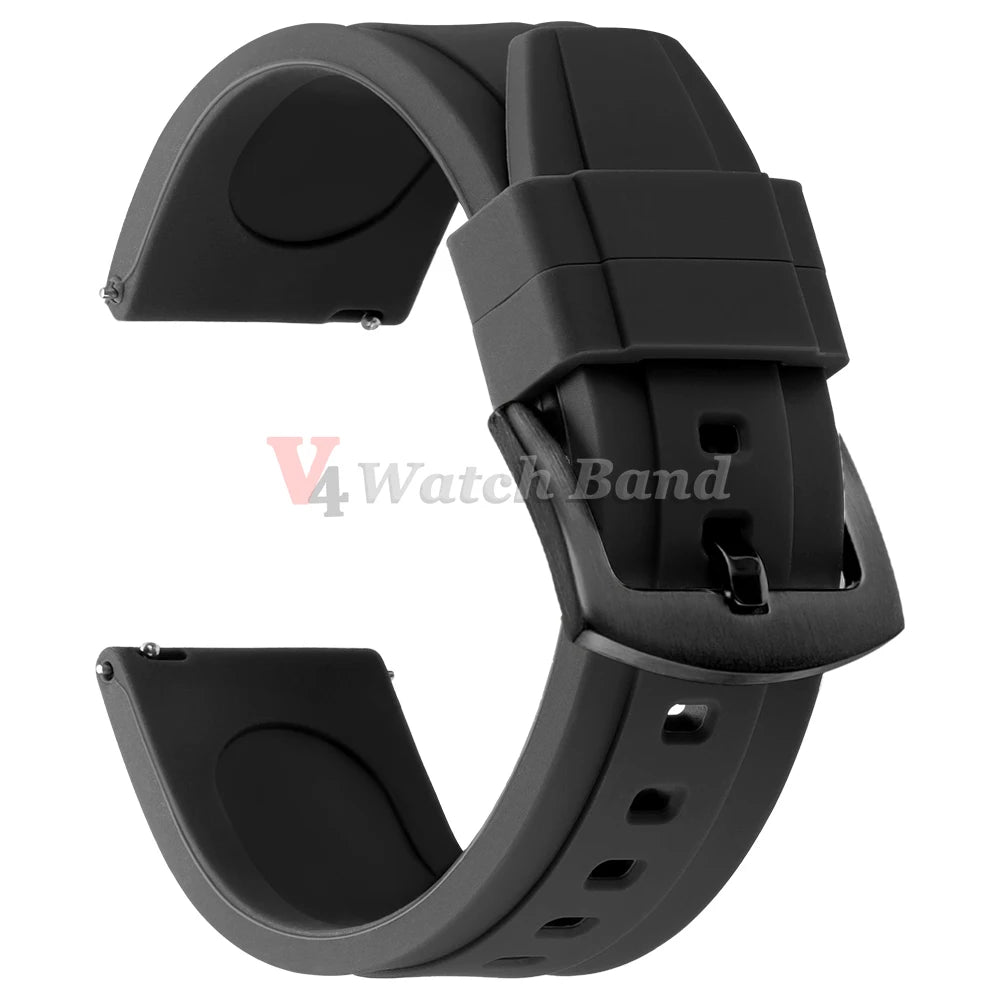 Bracelet de montre sport en silicone souple noir, marron, orange, bleu – Bracelets de 20 mm et 22 mm à libération rapide en caoutchouc de silicone