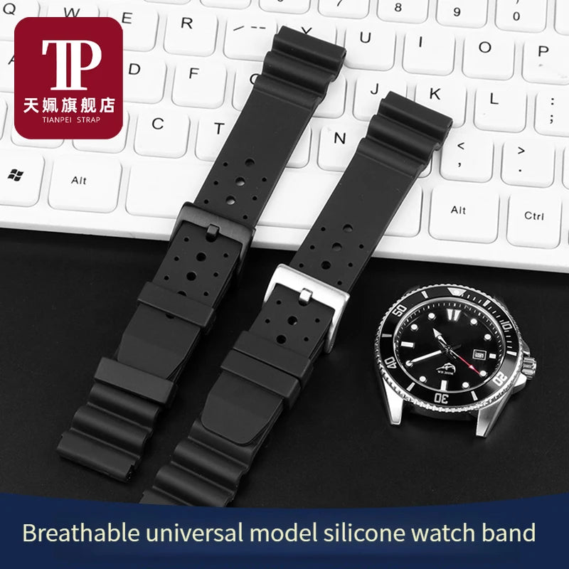 Seiko Rubber Watch Strap, 20mm, 22mm, Silicone, for Casio MDV-106 107 Dive SLA019J1, 2784