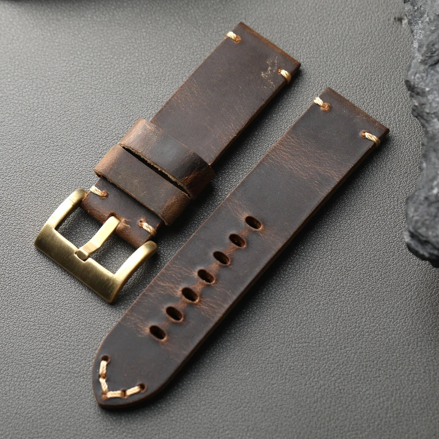 Cinturino in vera pelle di alta qualità, cinturino in bronzo, 20 22 23 24 26MM, cinturino spesso in pelle bovina da uomo, strato superiore italiano