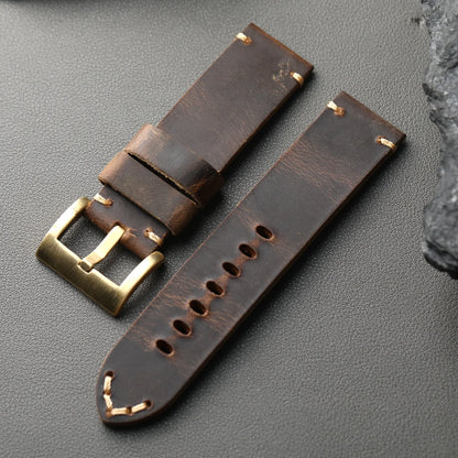 Cinturino in vera pelle di alta qualità, cinturino in bronzo, 20 22 23 24 26MM, cinturino spesso in pelle bovina da uomo, strato superiore italiano