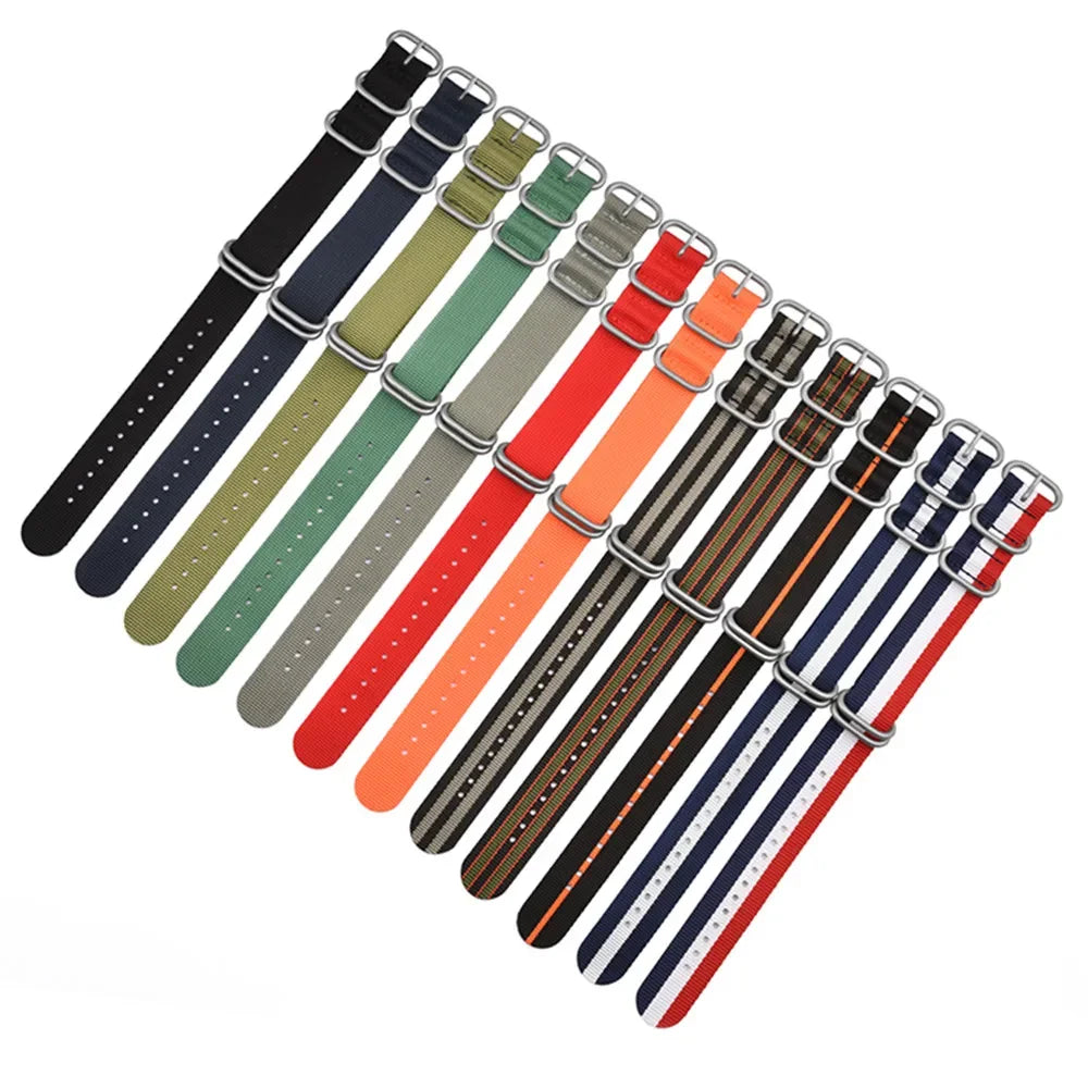 Bracelet en Nylon Noir de Haute Qualité pour Homme, Accessoire de Plongée à Rayures Militaires, pour Montre DW SeATM, 20mm 22mm