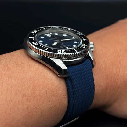 Cinturino in gomma FKM curvo a sgancio rapido per Omega Seamaster, Rolex, Seiko, Longines, Tissot, 20 mm, 21/22 mm