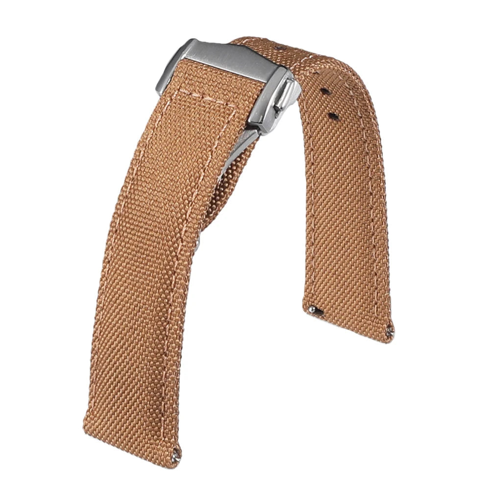 Cinturino per orologio in tessuto a vela deployante 20mm 22mm Cinturino per orologio in Nylon impermeabile a doppia faccia a sgancio rapido con fibbia pieghevole per Omega