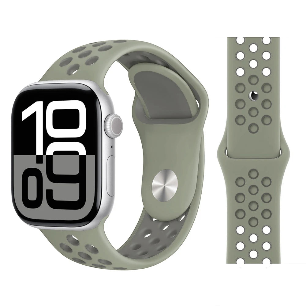 Bracelet en Silicone pour bracelets de montre Apple 46mm 44mm 45mm 40mm 41mm 42mm, Bracelet de Sport Correa iWatch série 11 10 9 SE 8 7 6 5
