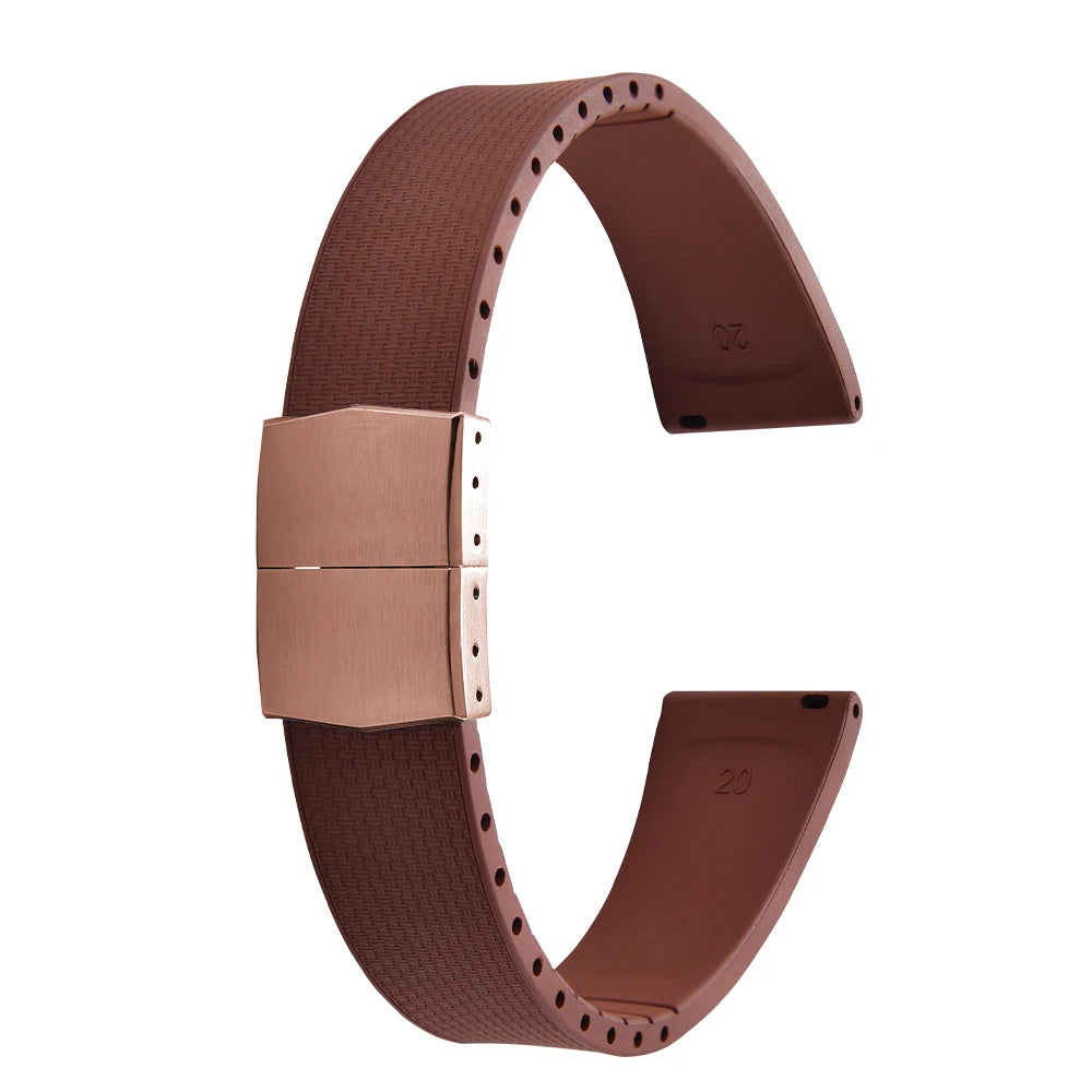 Cinturini per orologi in gomma Delugs CTS Fkm da 20 mm con fibbia a farfalla, 4 colori, texture unica, cinturino per orologi a sgancio rapido per orologi di marca
