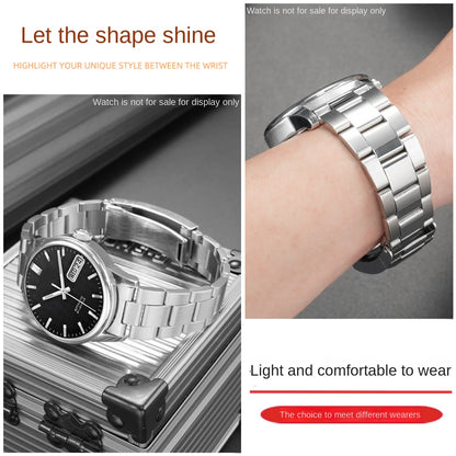 Cinturino per orologio in acciaio inossidabile da 18 mm/19 mm con estremità curve per Seiko 5. Sxns80/79/79k/77k/73 SNK381K1/391K1/357K1/361K1/385K1/393