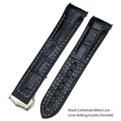 Nuovo cinturino per orologio bicolore adatto per Omega Planet Ocean Seamaster in gomma silicone nylon pelle cinturino per orologio 19mm 20mm 21mm 22mm