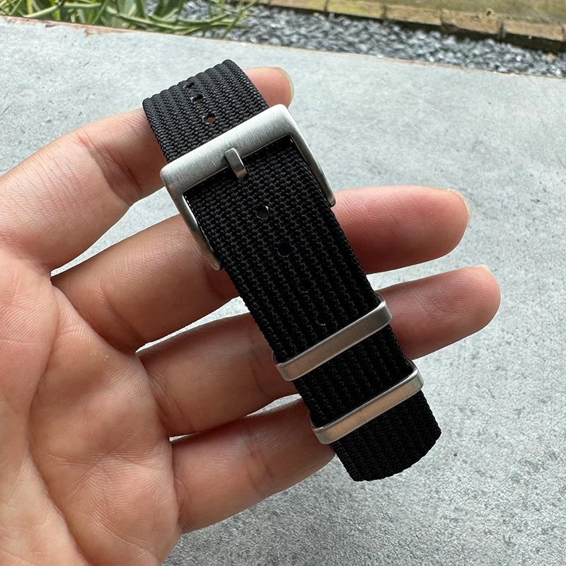 20mm 22mm Sport Fashion Black Yellow Grey Ribbed Fabric Nylon Watch Strap for Blancpain Omega Swatch Watches