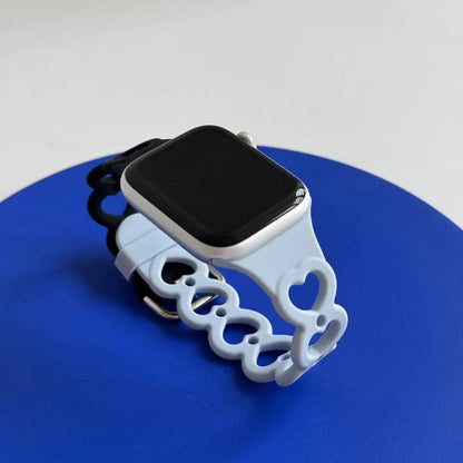 Nouveau bracelet de montre en silicone en forme de cœur pour Apple Watch S11 S10 S9 S8 7 6 5 4, bracelet respirant pour femmes, compatible avec iWatch Series 49 46 45 44 43 42 mm