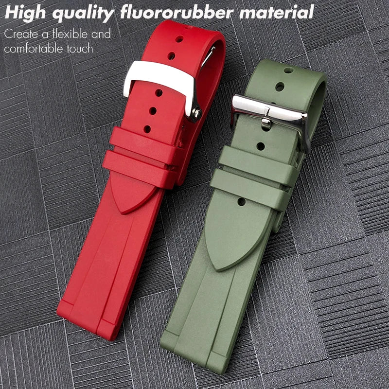 22mm FKM Watch Strap, High Quality, Flexible, Waterproof, Fluoro Natural Rubber, for Blancpain Fifty Fathoms S Watch