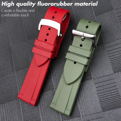 22mm FKM Watch Strap, High Quality, Flexible, Waterproof, Fluoro Natural Rubber, for Blancpain Fifty Fathoms S Watch
