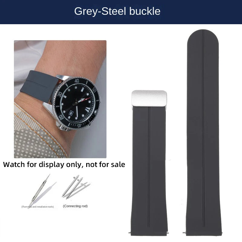 22mm Soft Silicone Watch Band for Casio Marlin MDV-106 Duro MDv106 MTP-1374 1375 EFS-S510 EFV-540, Magnetic Folding Buckle