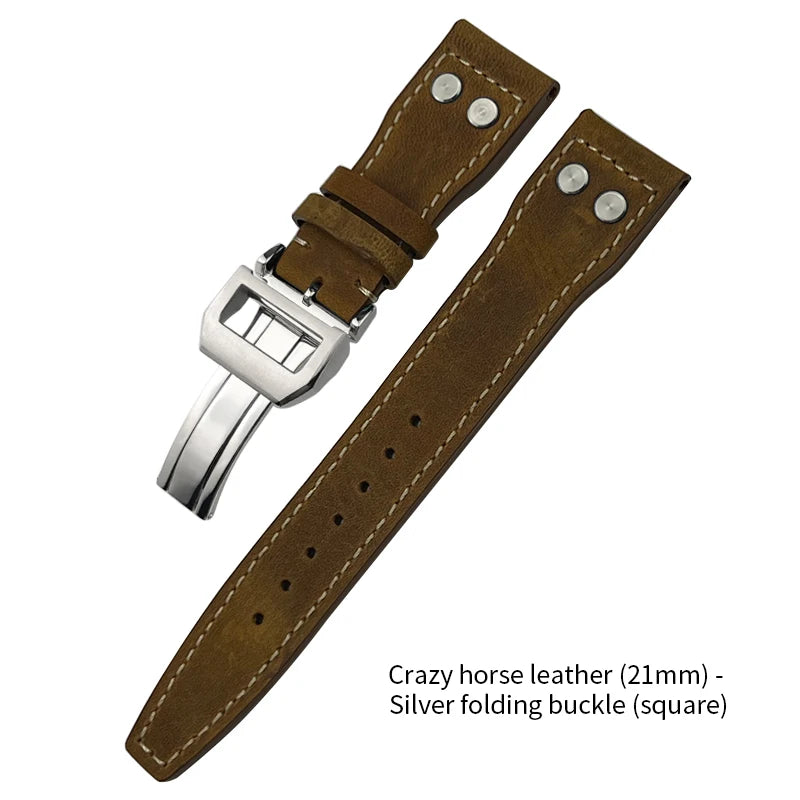 Bracelet de montre en cuir de vachette Rivet Optics, bracelet de montre en cuir véritable, IWC, Suffino 77, Suff5009, Big Pilot, Spitfire, Le Petit Prince, 21mm, 22mm