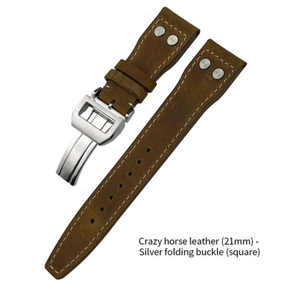 Bracelet de montre en cuir de vachette Rivet Optics, bracelet de montre en cuir véritable, IWC, Suffino 77, Suff5009, Big Pilot, Spitfire, Le Petit Prince, 21mm, 22mm