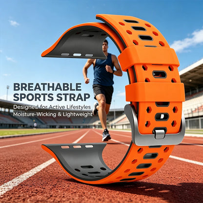 Cinturino sportivo in silicone traspirante per Apple Watch Ultra 2 3, bracciale iWatch da uomo, 49 mm, serie 11 10 46 mm/9 8 7 SE 6 5 44 mm/45 mm