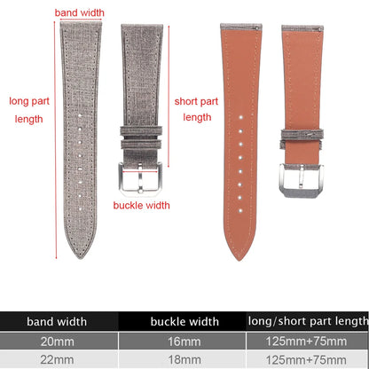 Cinturino per orologio in pelle Babele conciata all'italiana, 20 mm/22 mm, cinturino vintage in pelle pieno fiore con trama in lino e fibbia a sgancio rapido.