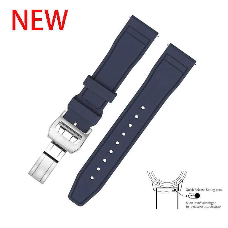 20mm 21mm 22mm Premium FKM Fluoro Rubber Watch Straps FPM Butterfly Buckle Quick Release Watch Bands for I-WC Watch Bands