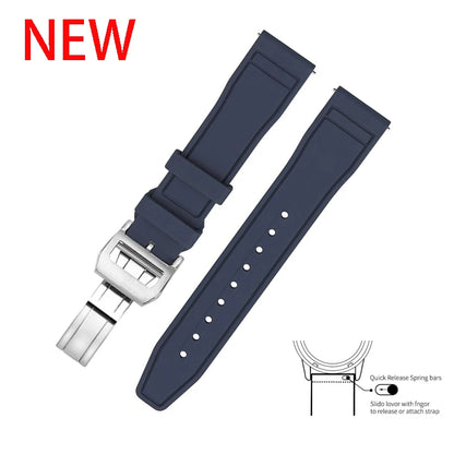 20mm 21mm 22mm Premium FKM Fluoro Rubber Watch Straps FPM Butterfly Buckle Quick Release Watch Bands for I-WC Watch Bands