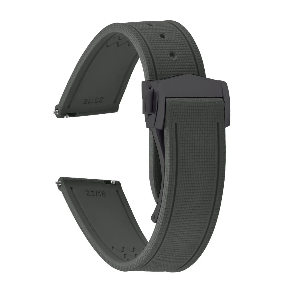 Premium Quality FKM Soft Rubber Watch Strap 20mm 21mm 22mm Sailcloth Texture Sport Band Quick Release Universal Watchband for DLug