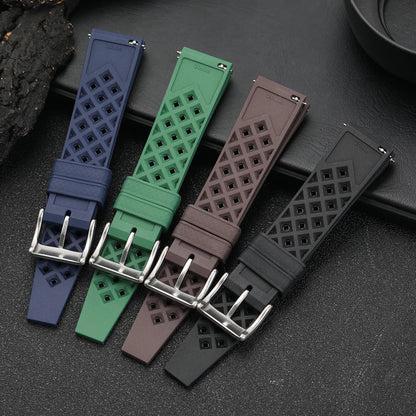 Bracelet de montre en caoutchouc FKM de qualité supérieure, 20mm 22mm, pour Seiko, Oris, Omega, plongée à dégagement rapide, étanche