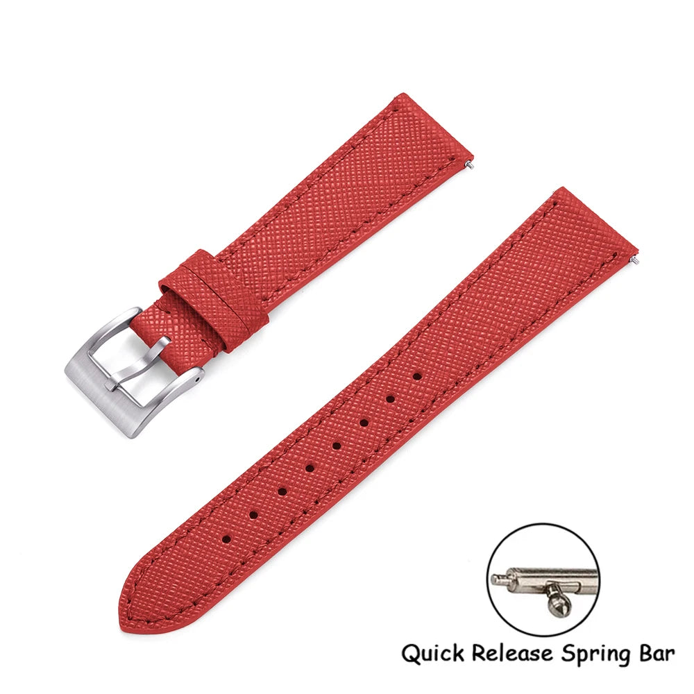 Cinturini per orologi in pelle di vitello di qualità cinturini per orologi in pelle Saffiano 18/19/20/21/22/23/24mm cinturini accessori per orologi