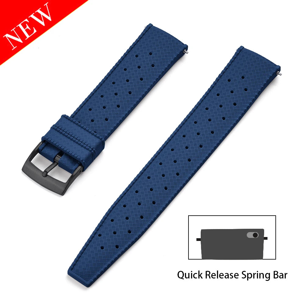 Premium FKM Rubber Watch Band Quick Release 18mm 20mm 22mm 24mm Rubber Watch Strap Smart Watch Bracelet