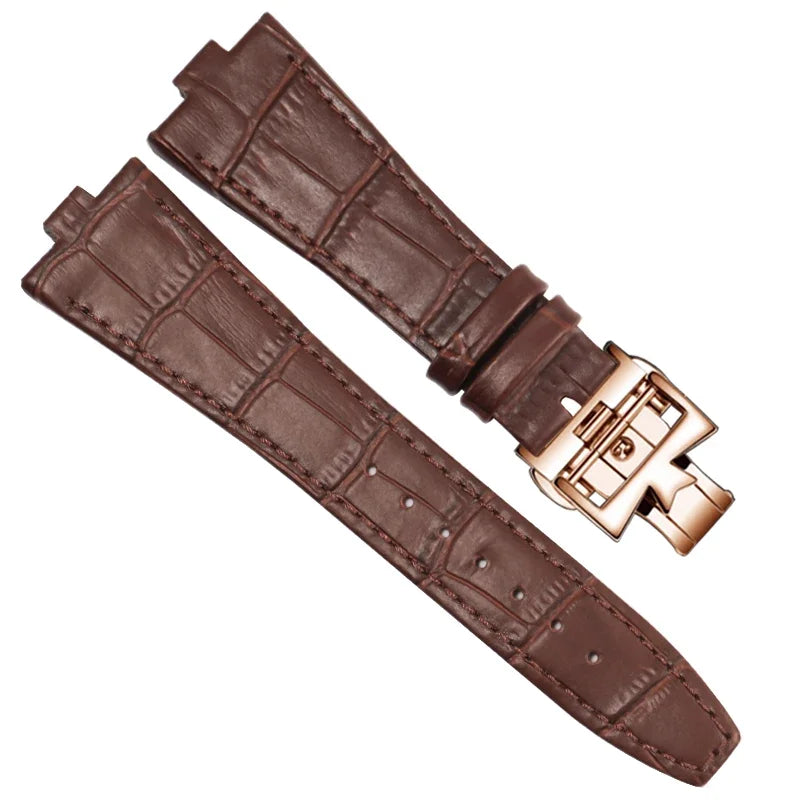 Echtleder-Uhrenarmband für Vacheron Constantin OVERSEAS, Serie 4500V 5500V P47040, Edelstahlstruktur, Herren-Uhrenarmband, 25x8