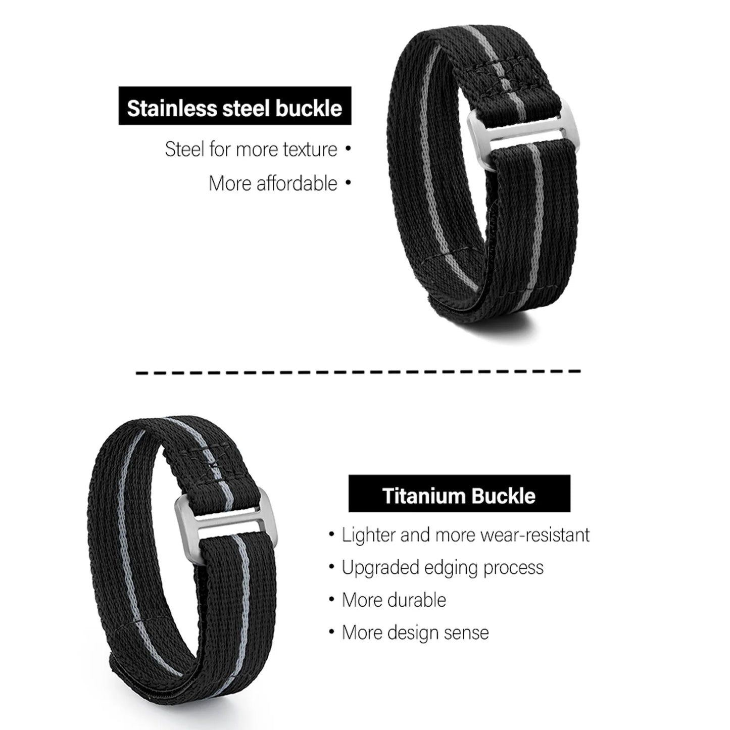 IBENIFIT titane boucle Nylon Bracelet ceinture 20mm 22mm universel remplacement Sport bracelets de montre montre-Bracelet