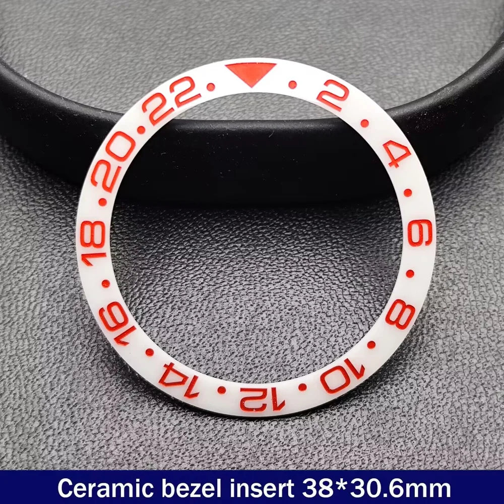 38mm x 30.6mm Sloped Ceramic Bezel GMT and Diving Watch Insert for 40mm Men's Watch Replacement Watch Bezel Inserts