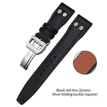 Bracelet de montre en cuir de vachette Rivet Optics, bracelet de montre en cuir véritable, IWC, Suffino 77, Suff5009, Big Pilot, Spitfire, Le Petit Prince, 21mm, 22mm