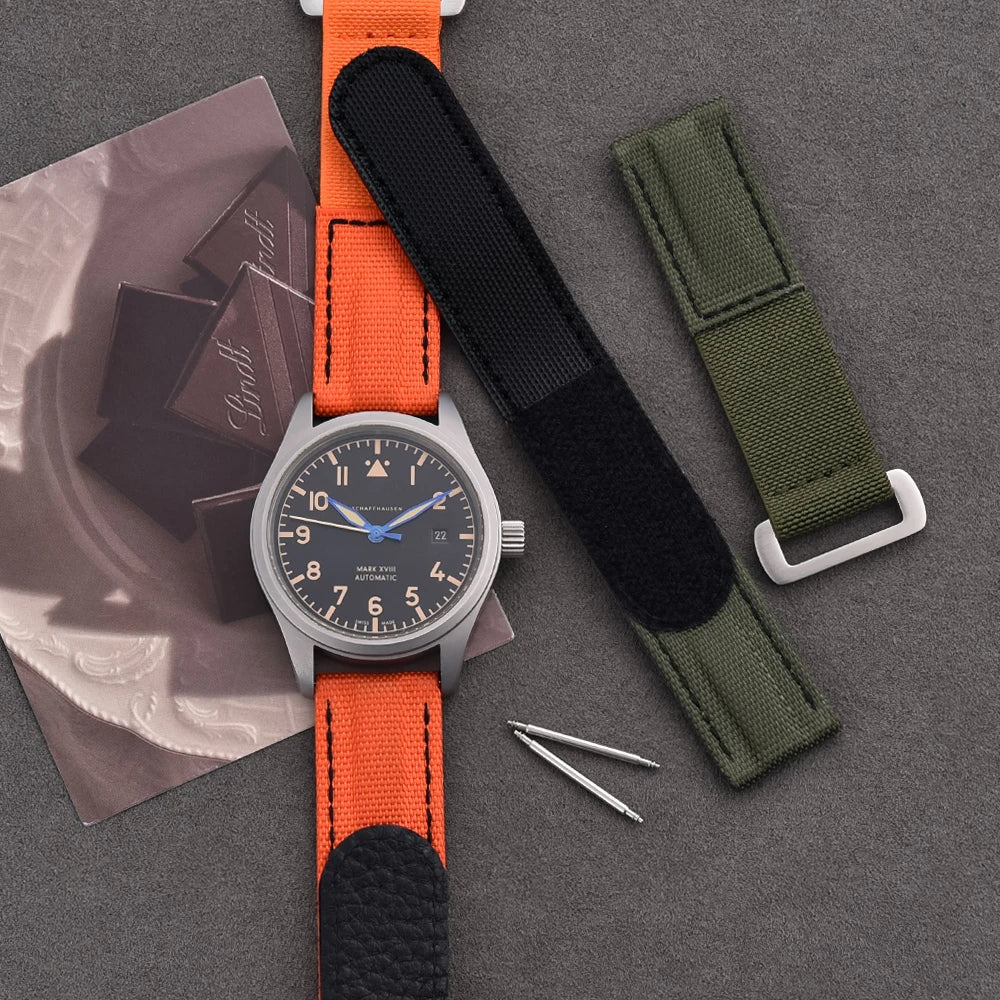 20mm Hook-and-Loop Elastic Watch Strap, High-Quality Leather and Nylon Replacement Band, Watch Accessories