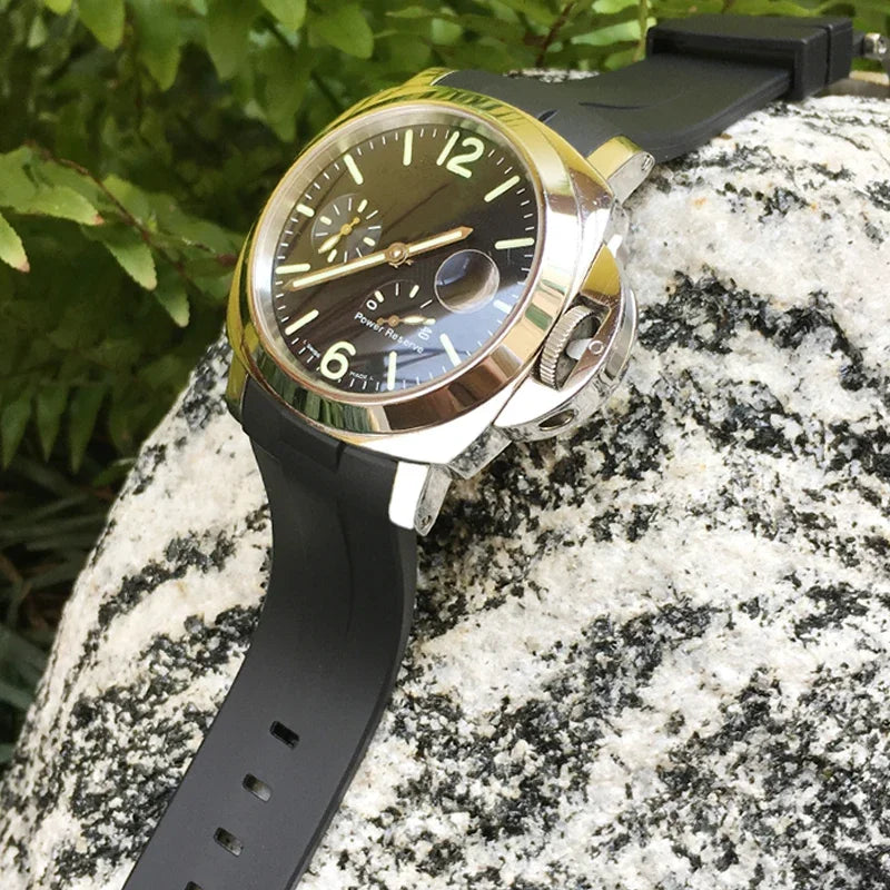 Bracelet de montre en caoutchouc naturel à extrémités courbes, 24mm, pour Panerai LUMINOR PAM00357 00111 01312, bracelet de montre en Silicone, outils gratuits
