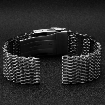 Cinturino in maglia d'acciaio shark diver, 20/22/24 mm, per orologio milanese, Bracciale in tessuto, chiusura doppia, per Breitling Omega