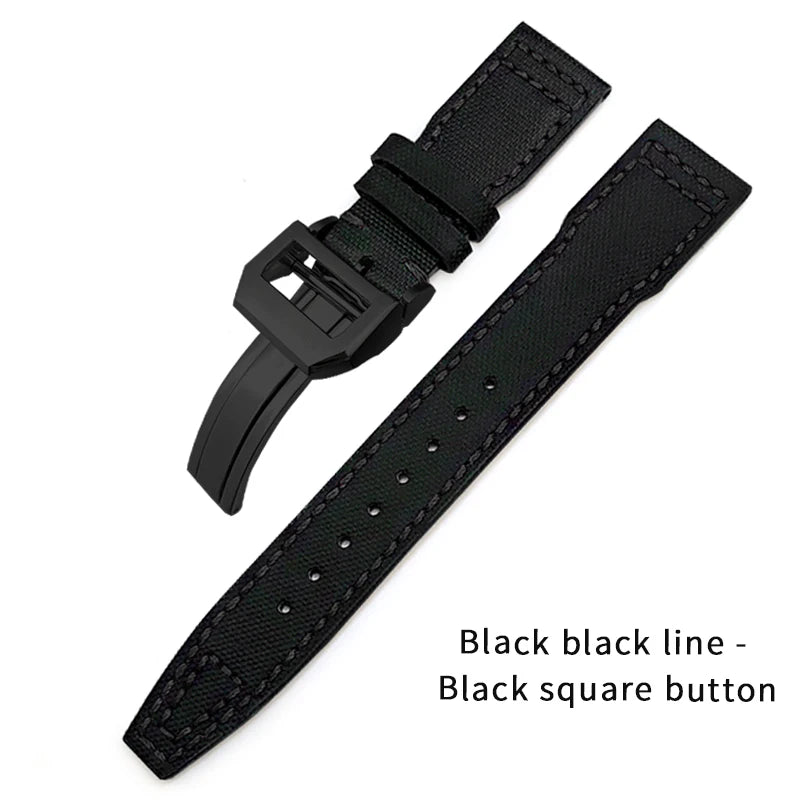 Bracelet de montre en cuir de Nylon 20mm 21mm 22mm pour montres IWC Big Pilot PORTOFINO IW3777 bracelet de montre en cuir de vache bleu vert noir rouge