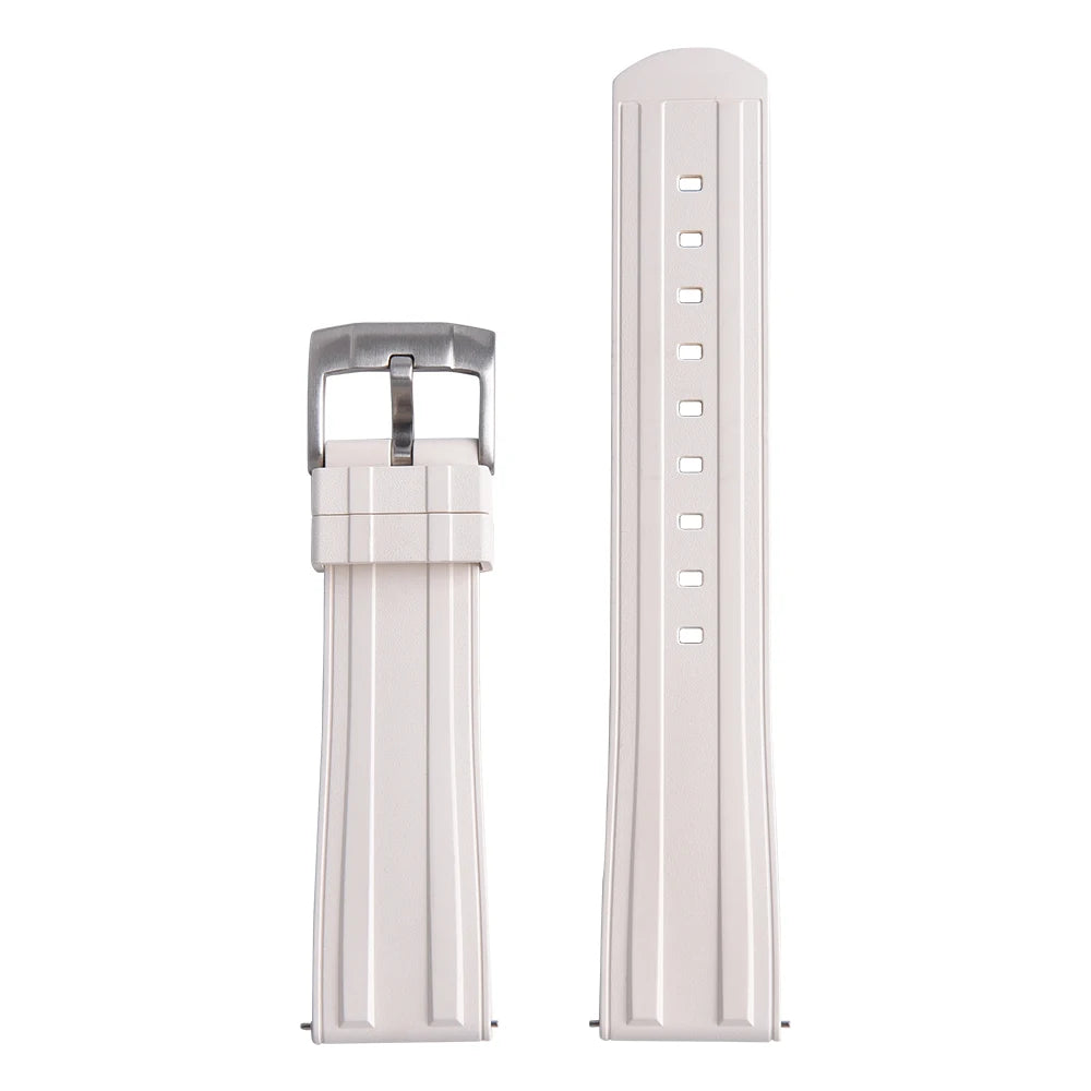 Nuovo cinturino per orologio a sgancio rapido Tropical Waffle CTS bianco FKM da 20 mm e cinturino per orologio subacqueo in gomma fluorocarbonica tradizionale da 22 mm