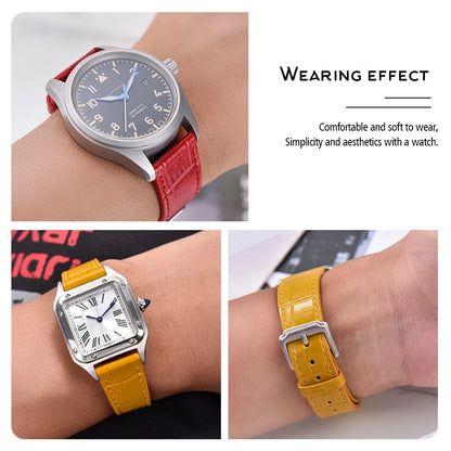 Bracelet de montre en cuir de bambou classique de qualité supérieure, 16mm, 18mm, 19mm, 20mm, 21mm, 22mm, à dégagement rapide, bracelets de remplacement souples pour hommes et femmes