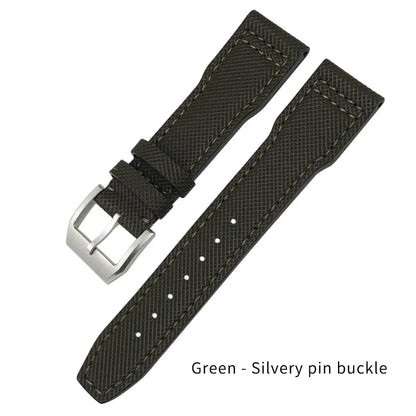 Bracelet de montre en Nylon et cuir de vache, 20mm 21mm, gaufrage en cuir véritable, vert et bleu, remplacement pour accessoires de la série pilote IWC