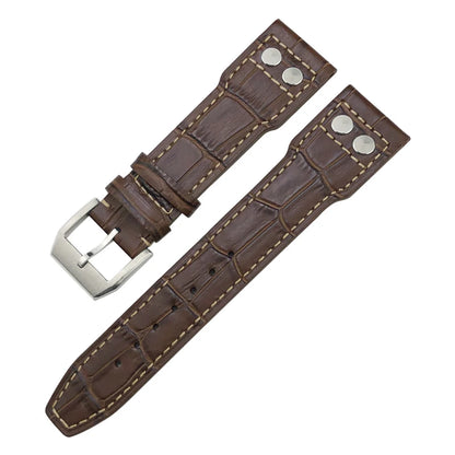 Bracelet de montre riveté en cuir véritable de vache, 20mm 21mm 22mm, pour IWC Big Pilot'S WATCHES marron, boucle pliante