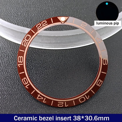 38mm x 30.6mm Sloped Ceramic Bezel GMT and Diving Watch Insert for 40mm Men's Watch Replacement Watch Bezel Inserts