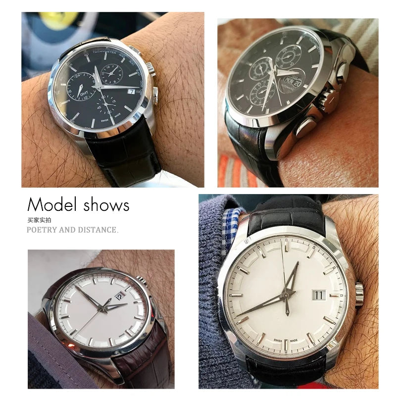 Bracelet de montre en cuir véritable à extrémité incurvée, 22mm 23mm 24mm, pour ceinture de montre Tissot 1853 COUTURIER T 035407 A T 035627 Outils de sangle pour hommes