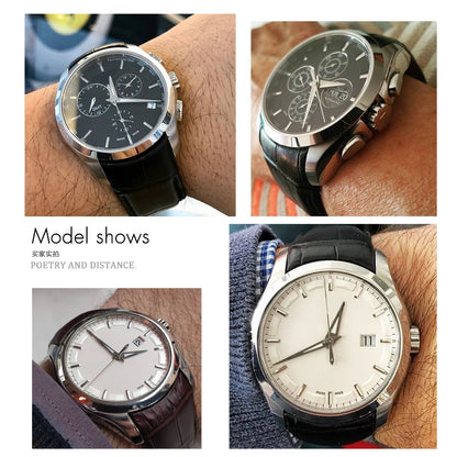 Bracelet de montre en cuir véritable à extrémité incurvée, 22mm 23mm 24mm, pour ceinture de montre Tissot 1853 COUTURIER T 035407 A T 035627 Outils de sangle pour hommes