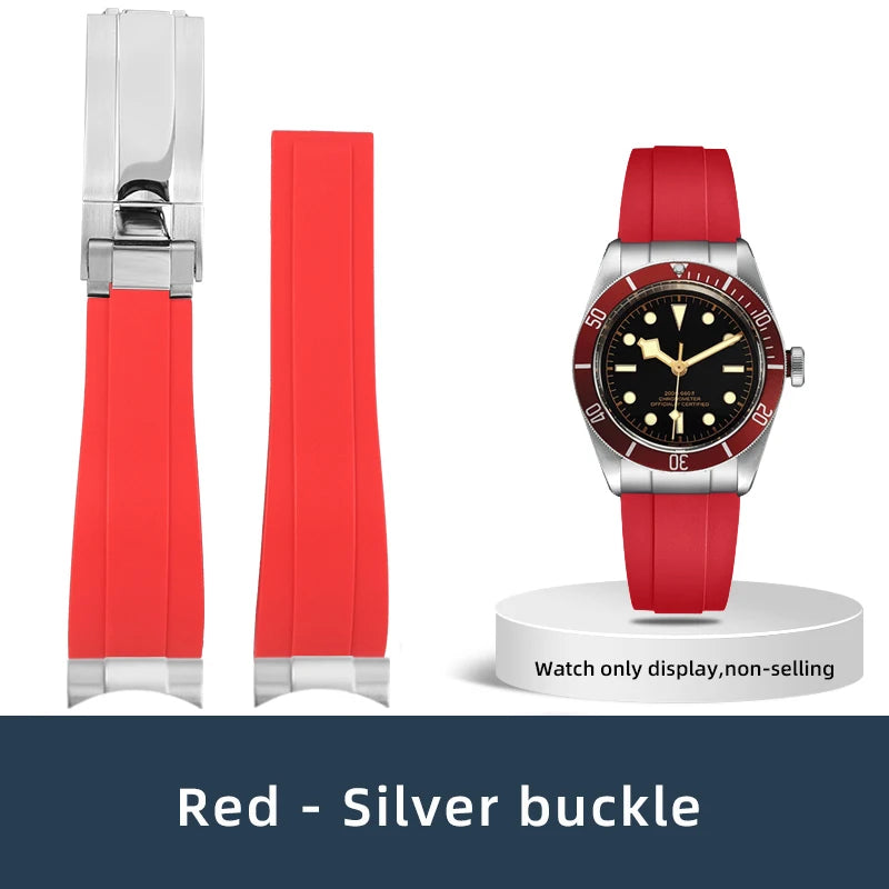 Lien d'extrémité incurvée 20/21/22mm adapté au bracelet TUDOR M79360 M79363, accessoires de bracelet de montre en caoutchouc avec connexion en acier inoxydable
